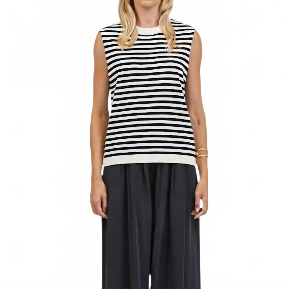NEW A.REN striped tank top in black/white